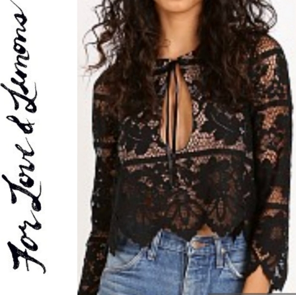 For Love And Lemons Tops - For love and lemons gianni lace cut out crop top black medium